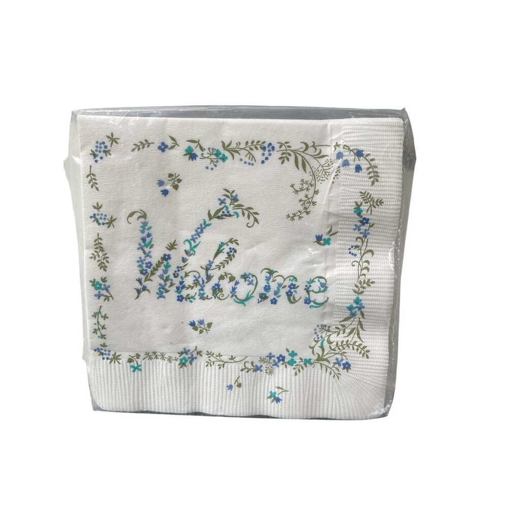 Vintage 15 Rust Craft Brownie Beverage Napkins Welcome Floral Estate 10" NEW NOS